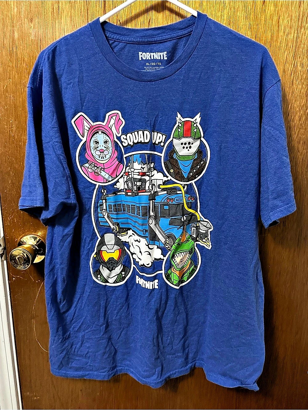 Fortnite Squad Up Battle Bus T-Shirt Boys XL Blue